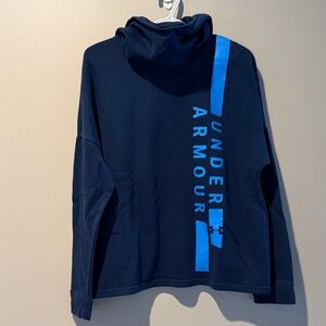 Under Armour Dark Blue Hoodie with Light Blue Text